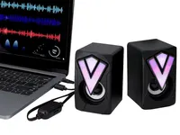 Altavoces gamer Alan con luces led USB, detalle 6