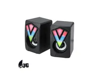 Altavoces gamer Alan con luces led USB, vista frontal