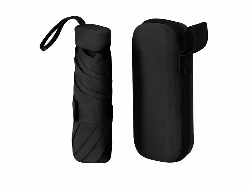 Paraguas plegable Ø Ottis 90 cm con funda rígida en negro de poliéster 190T, vista frontal