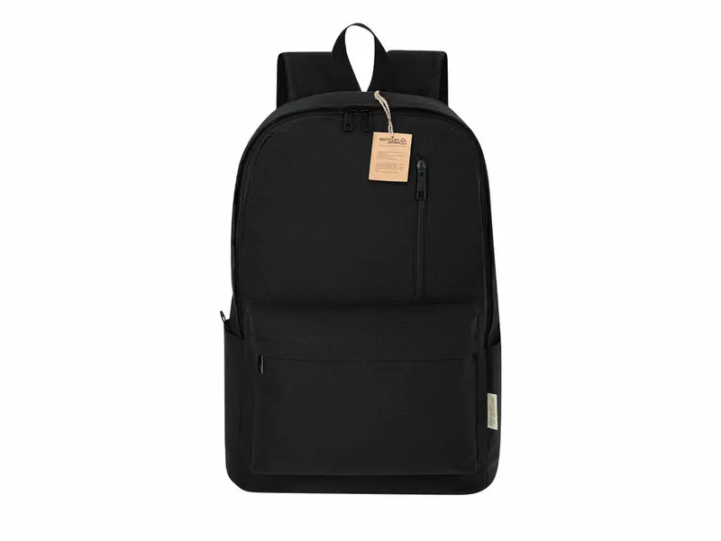 Mochila de algodón reciclado Stalion 330 g 15 pulgadas en negro de algodón reciclado 330 g/ m2, vista frontal