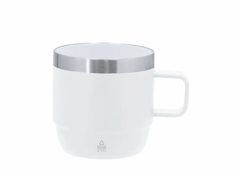 Taza de acero reciclado Milayka 180 ml interior cerámico en blanco de acero inox reciclado/ interior cerámico, vista frontal