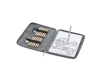 Set Shepher 11 lápices y 60 hojas estuche fieltro RPET personalizable