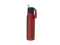 Bidón de aluminio reciclado Thorup 700 ml con pajita de aluminio reciclado, vista frontal