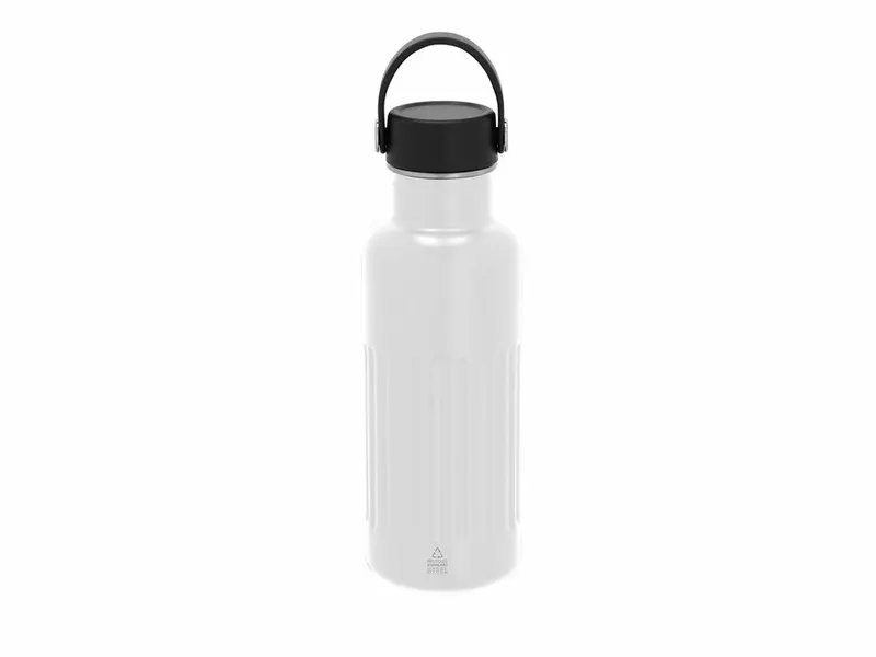 Botella térmica de acero reciclado Welker 500 ml biselada en blanco de acero inox reciclado, vista frontal