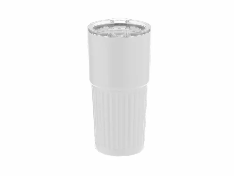 Vaso térmico de acero reciclado Gillan 500 ml biselado en blanco de acero inox reciclado, vista frontal