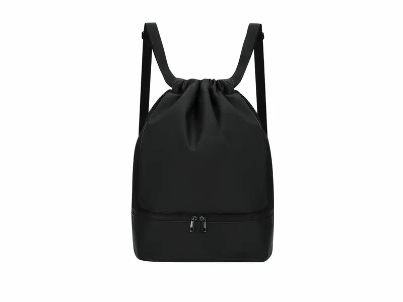 Mochila de PU Handryx cierre de cuerdas bolsillo zapatos en negro de PU, vista frontal
