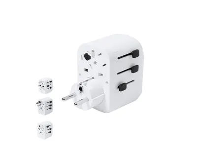 Adaptador de viaje multirregión con USB y 2 tipo C personalizable