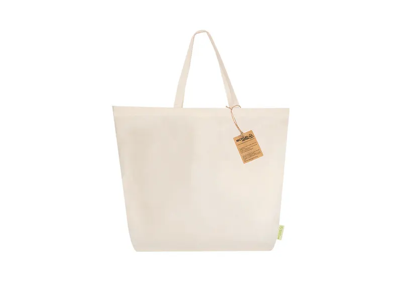 Bolsa de algodón reciclado Todar 220 g fuelle asas 60 cm en natural de algodón reciclado 220 g/ m2, vista frontal