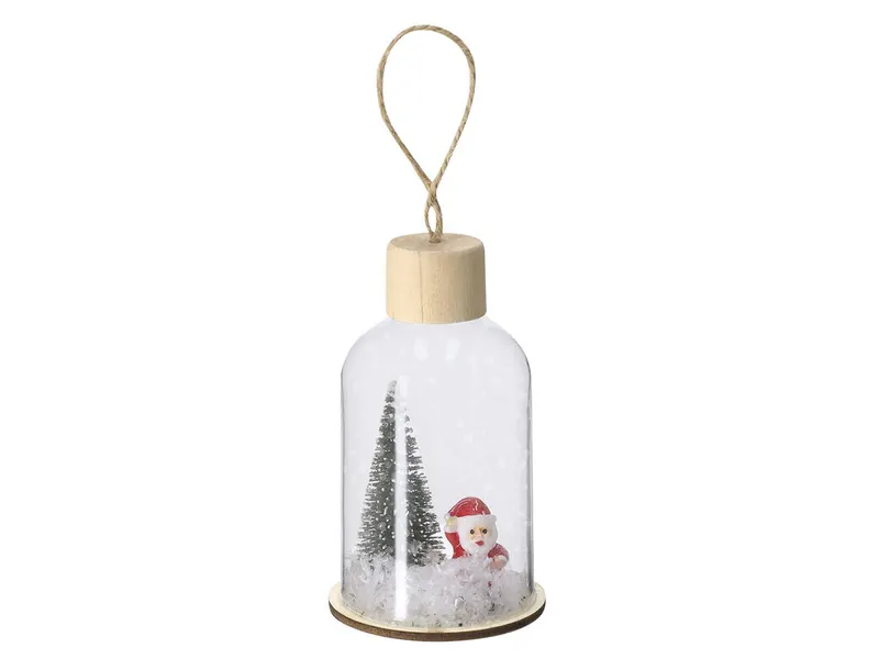 Adorno navideño de cristal Babek con base de madera en natural de cristal/ madera, vista frontal