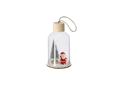 Adorno navideño de cristal con base de madera personalizable