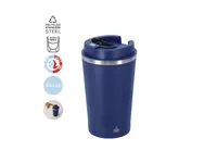Vaso térmico de acero reciclado Molin 400 ml con pantalla de acero inox reciclado, vista frontal