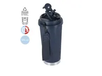 Vaso térmico de acero reciclado Kazont 500 ml con pajita de acero inox reciclado, vista frontal