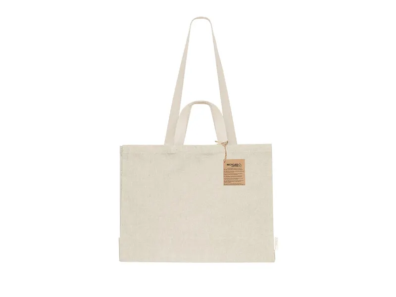 Bolsa de algodón reciclado Oryan 150 g con doble asa en natural de algodón reciclado 150 g/ m2, vista frontal