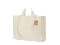 Bolsa de algodón reciclado Oryan 150 g con doble asa de algodón reciclado 150 g/ m2, vista lateral