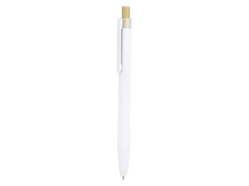 Bolígrafo puntero de aluminio reciclado Kiner goma bambú en blanco de bambú/ aluminio reciclado, vista frontal