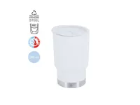 Vaso térmico de PP reciclado Clancy 380 ml con dosificador de PP reciclado/ base acero inox reciclado, vista frontal