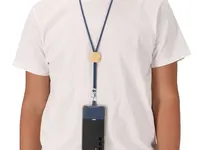 Lanyard de algodón Thorne con soporte para móvil y bambú de algodón/ bambú, detalle 3