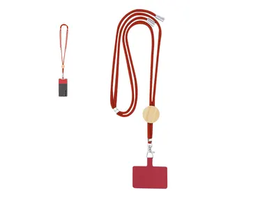 Lanyard de algodón con soporte para móvil y bambú personalizable