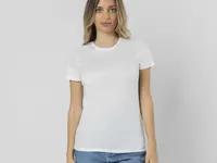 Camiseta de algodón Epika 150 g mujer en blanco de 100% algodón ring spun, single jersey 150 g/, vista frontal