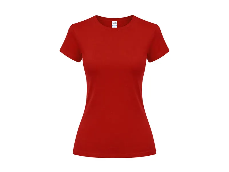 Camiseta de algodón Epika 150 g mujer en colores en rojo de 100% algodón ring spun, single jersey 150 g/, vista frontal