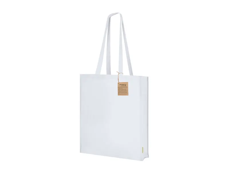 Bolsa de algodón orgánico Noban 220 g con fuelle en blanco de algodón orgánico 220 g/ m2, vista frontal