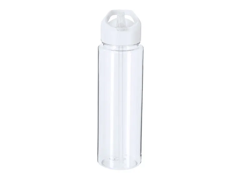 Bidón de RPET Elosok 750 ml con pajita en blanco de RPET, vista frontal