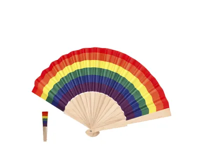 Abanico multicolor con varillas de madera personalizable