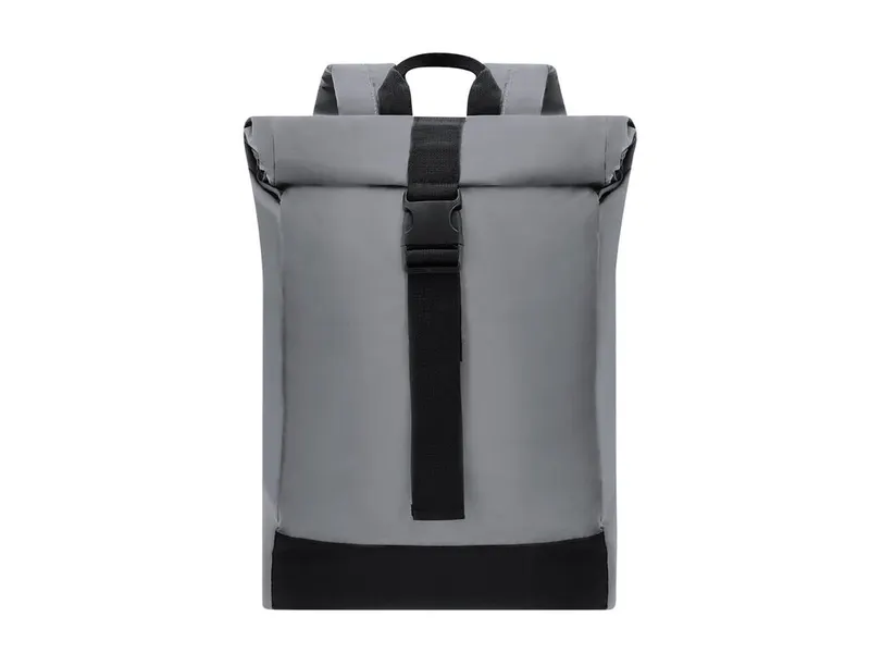 Mochila enrollable reflectante de poliéster Nazan 190T en gris de poliéster 190T, vista frontal