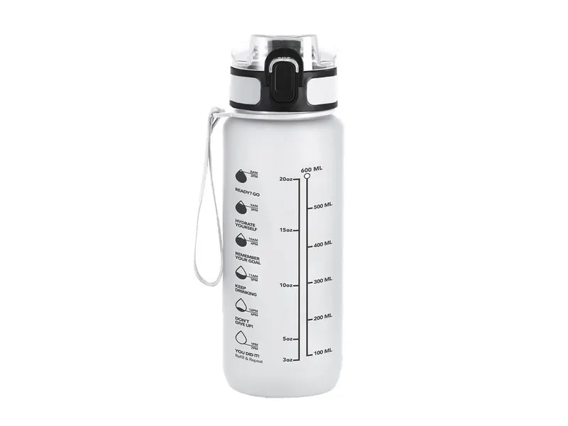 Bidón de RPET Dalbin 750 ml tapa con resorte en transparente de RPET, vista frontal