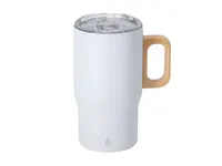 Taza térmica de acero reciclado Zaran 400 ml asa de madera de acero inox reciclado/ madera, vista frontal