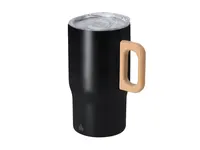 Taza térmica de acero reciclado Zaran 400 ml asa de madera de acero inox reciclado/ madera, vista lateral