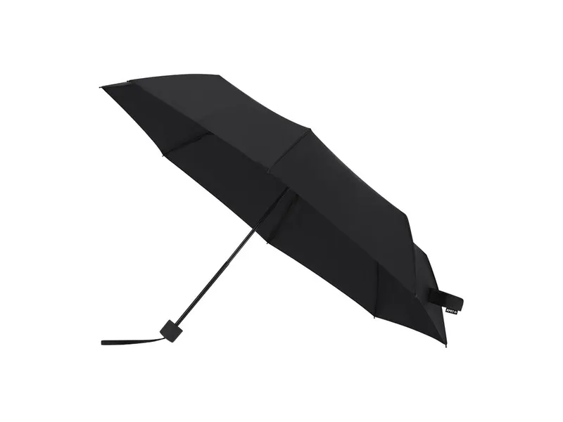Paraguas plegable de RPET Escan Ø 100 cm con bolsa 2 en 1 en negro de bolsa plegable y paraguas pongee 190T RPET, vista frontal