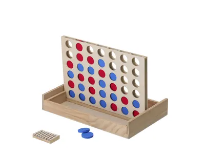 Juego de 4 en raya de madera con compartimento personalizable