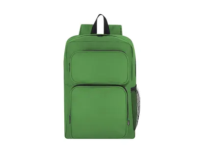 Mochila de RPET Lanwich 600D dos bolsillos frontales malla personalizable