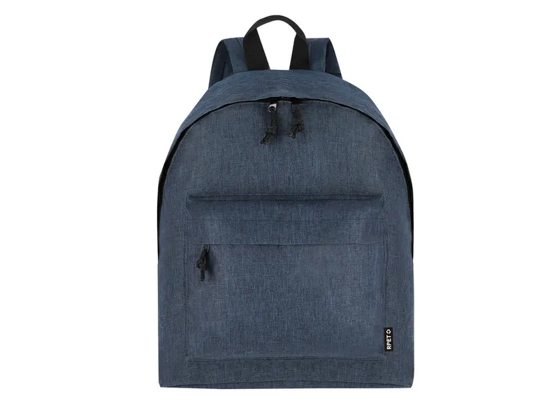 Mochila de RPET Donic 300D jaspeada en azul de poliéster 300D RPET, vista frontal