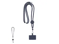 Lanyard de poliéster Zaret con soporte para móvil de poliéster/ ABS, vista frontal
