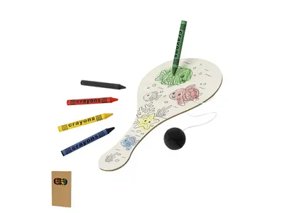 Raqueta de madera Jarnal con pelota para colorear personalizable