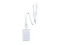 Identificador lanyard extensible Berbom con portatarjetas de poliéster/ ABS, vista lateral