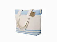 Bolsa de algodón reciclado Tanor 300 g a rayas de algodón reciclado/ poliéster RPET 300 g/ m2, vista lateral
