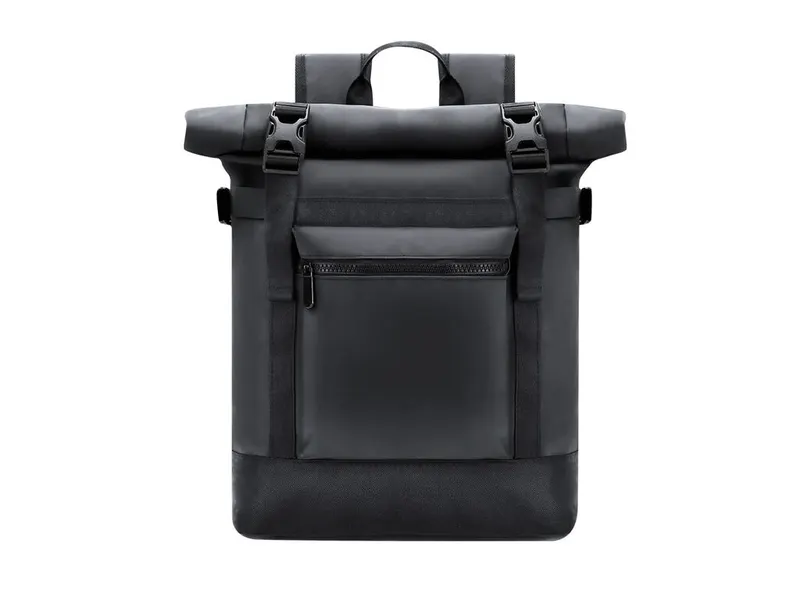 Mochila enrollable de PVC Farinor portátil 15 pulgadas en negro de PVC, vista frontal