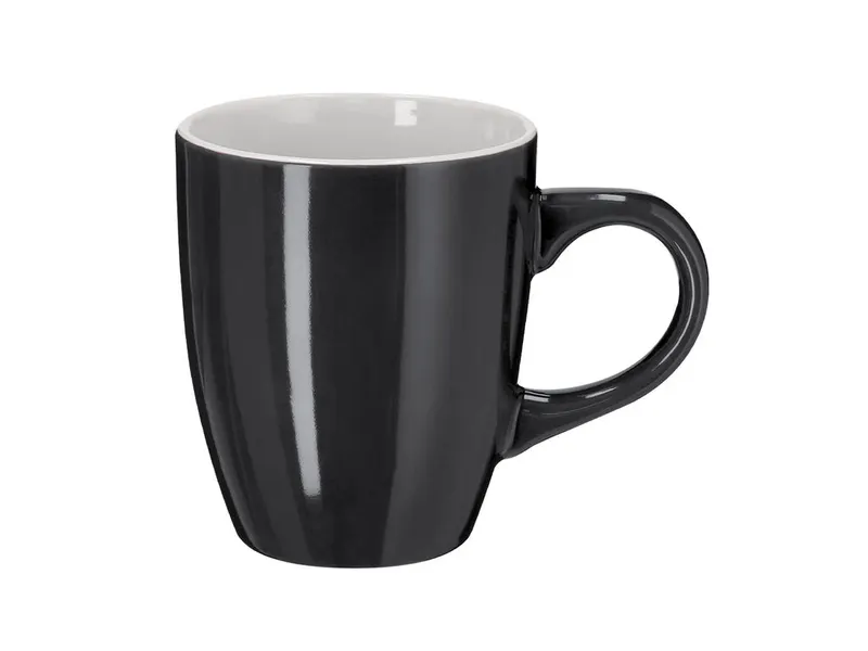 Taza de cerámica Firanon 350 ml exterior brillante de color en negro de cerámica, vista frontal