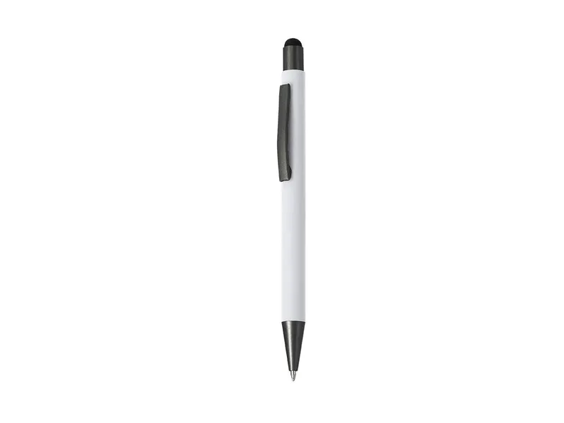 Bolígrafo puntero de aluminio reciclado Rilon gun metal en blanco de aluminio reciclado, vista frontal