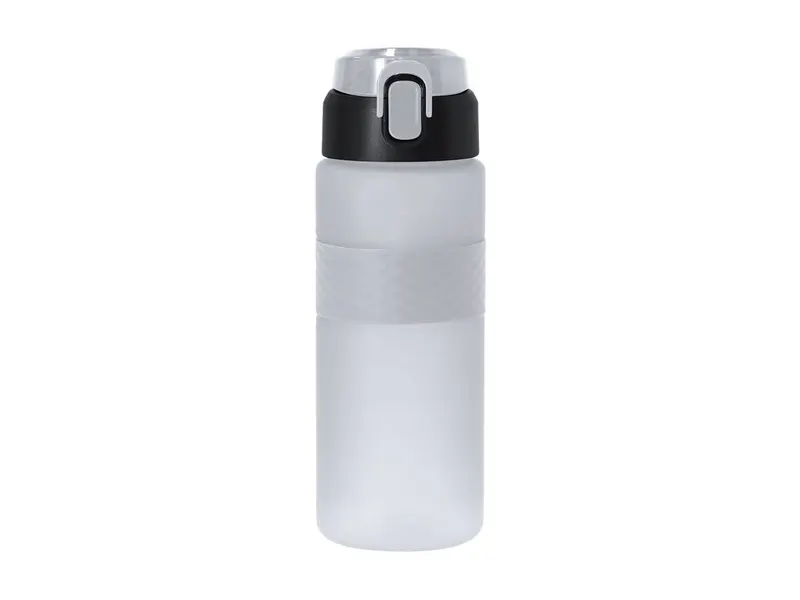 Bidón de RPET Karon 730 ml con boquilla y pajita en blanco de RPET, vista frontal