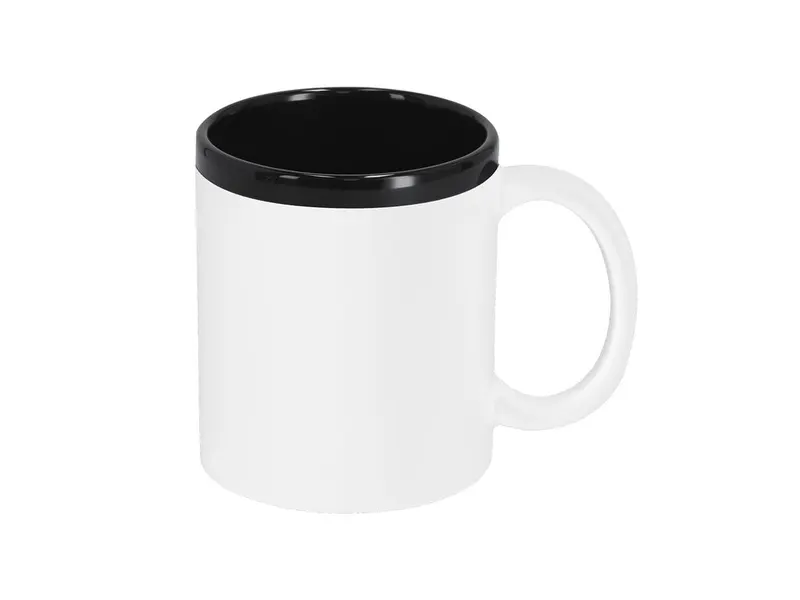 Taza de cerámica Sanlar 320 ml tacto goma para láser en blanco de cerámica, vista frontal