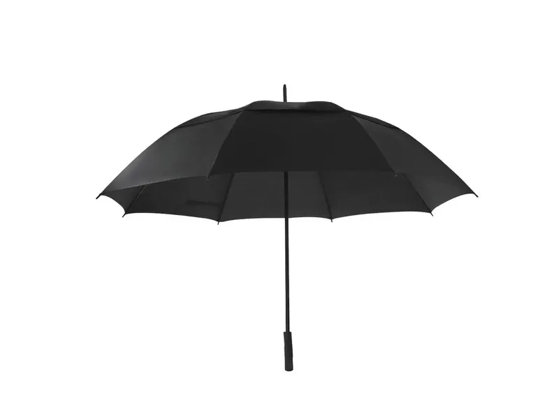 Paraguas de RPET Narnor manual Ø 130 cm con funda en negro de pongee 210T RPET, vista frontal