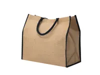 Bolsa de yute Vasan 300 g con fuelle y cierre de velcro de yute laminado/ algodón, vista lateral