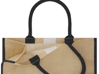 Bolsa de yute Vasan 300 g con fuelle y cierre de velcro de yute laminado/ algodón, detalle 1