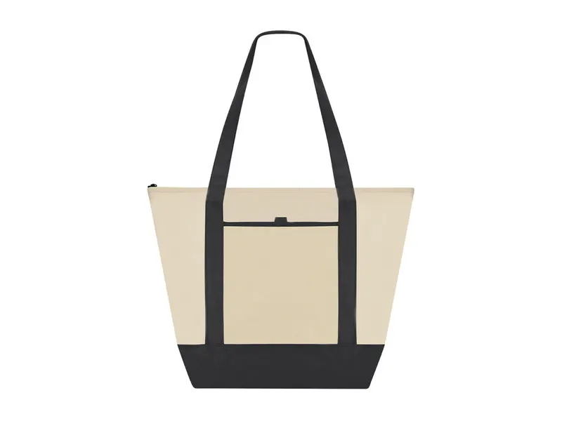 Bolsa nevera non woven Darteli 14 l con fuelle en negro de non-Woven/ aluminio, vista frontal