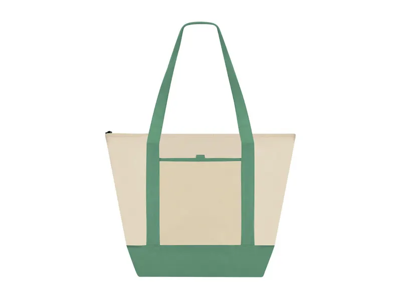 Bolsa nevera non woven Darteli 14 l con fuelle en verde de non-Woven/ aluminio, vista frontal