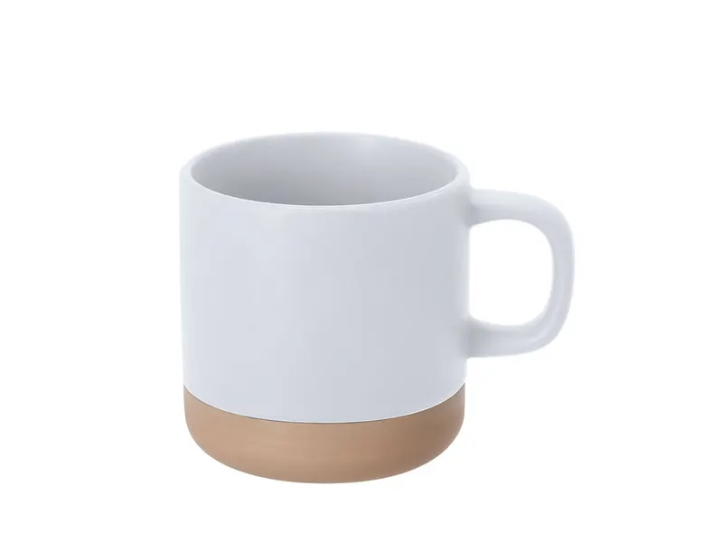 Taza de cerámica Canslar 350 ml base sin esmaltar en blanco de cerámica, vista frontal